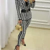 COMPLETO TAILLEUR ELEGANTE CON MOTIVO PEPITA MIRIAMA, BIANCO- NERO