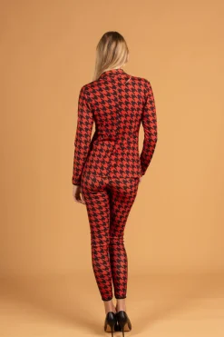 COMPLETO TAILLEUR ELEGANTE CON MOTIVO PEPITA MIRIAMA, NERO ROSSO