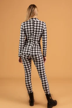 COMPLETO TAILLEUR ELEGANTE CON MOTIVO PEPITA MIRIAMA, BIANCO- NERO