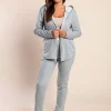 Completo tuta con zip, grigio chiaro