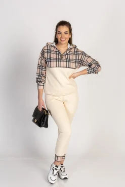 Completo tuta in cotone con stampa Ferisa, beige