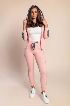 Completo tuta in cotone con cerniera, rosa chiaro