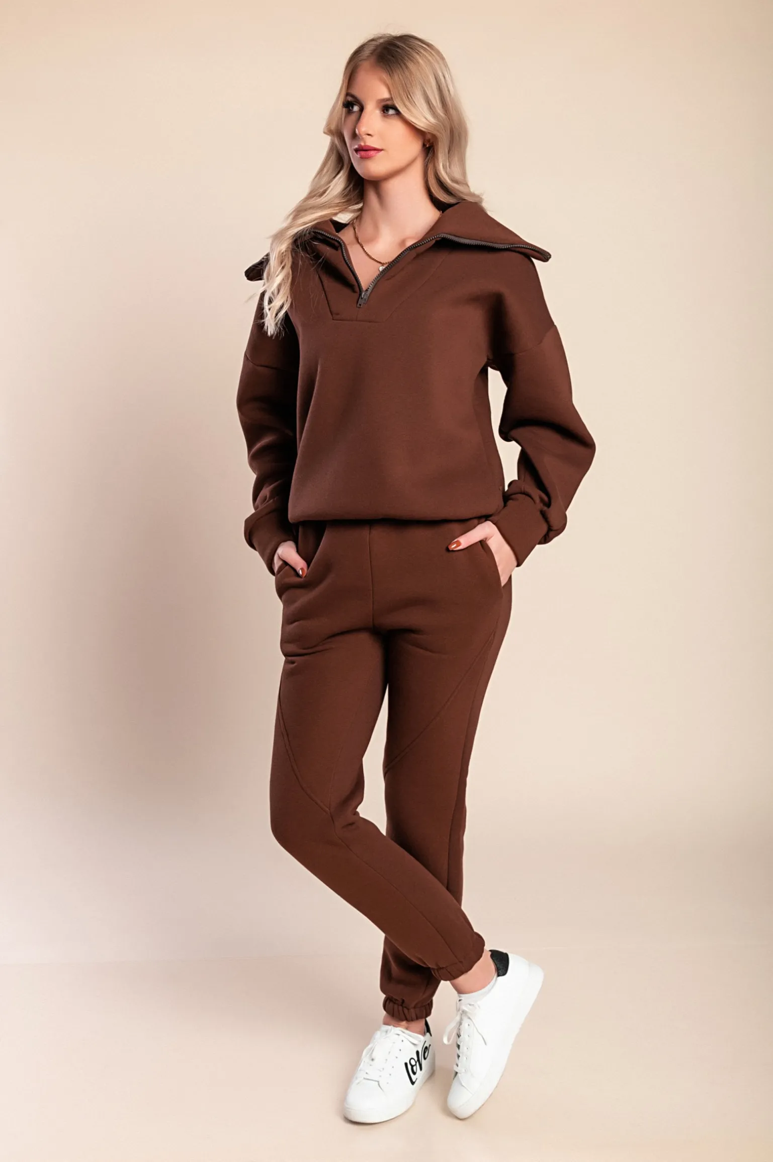 Completo tuta in cotone, marrone