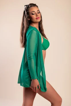 Costume da bagno 3 pezzi con mantella, verde