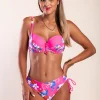 Costume due pezzi con stampa floreale, rosa