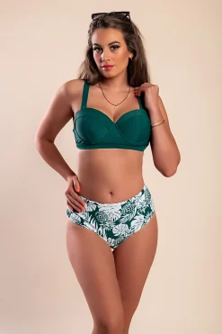 Costume due pezzi con stampa, verde scuro