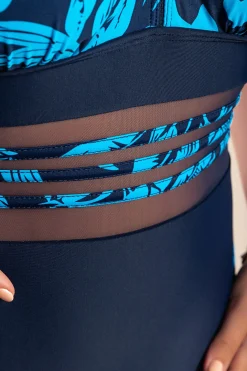 Costume intero con stampa floreale, colore blu