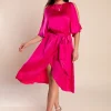Elegante abito midi con cut-out Thiena, fucsia