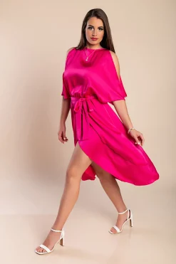 Elegante abito midi con cut-out Thiena, fucsia