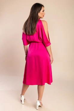 Elegante abito midi con cut-out Thiena, fucsia