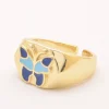Elegante anello con motivo a farfalla, colore blu