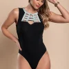 Elegante body smanicato con dettaglio decorativo, nero