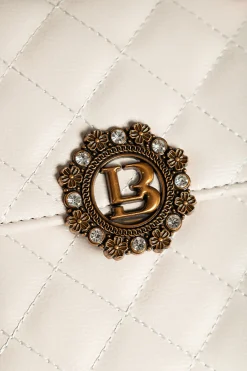 Elegante borsa a mano piccola con dettaglio trapuntato, bianca