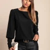 Elegante camicetta con bottoni, nera