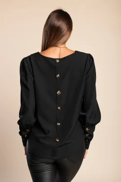 Elegante camicetta con bottoni, nera