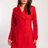 Elegante cappotto abbottonato, bordeaux