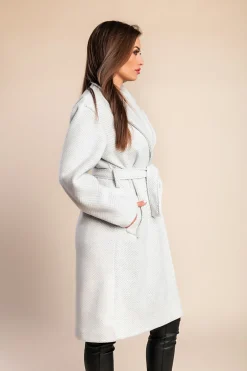 Elegante cappotto abbottonato, grigio chiaro
