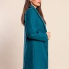 Elegante cappotto abbottonato, petrolio