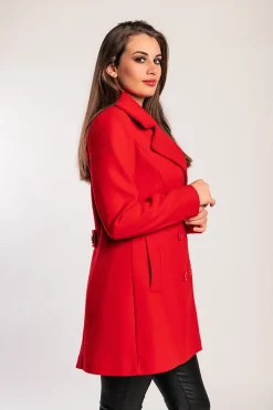 Elegante cappotto abbottonato, bordeaux