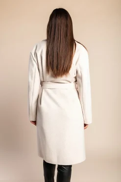 Elegante cappotto abbottonato, beige