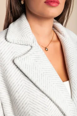 Elegante cappotto abbottonato, grigio chiaro