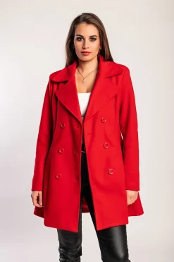 Elegante cappotto abbottonato, bordeaux