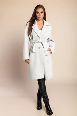 Elegante cappotto abbottonato, grigio chiaro