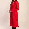 Elegante cappotto lungo con bottoni, rosso