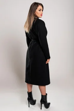 Elegante cappotto lungo con bottoni, nero