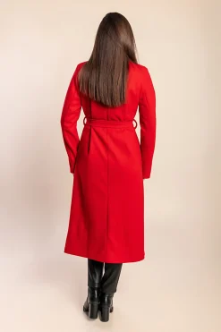 Elegante cappotto lungo con bottoni, rosso