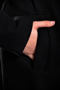 Elegante cappotto lungo con bottoni, nero