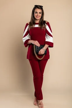 Elegante completo camicia e pantalone, bordeaux