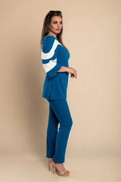 Elegante completo camicia e pantalone, colore petrolio