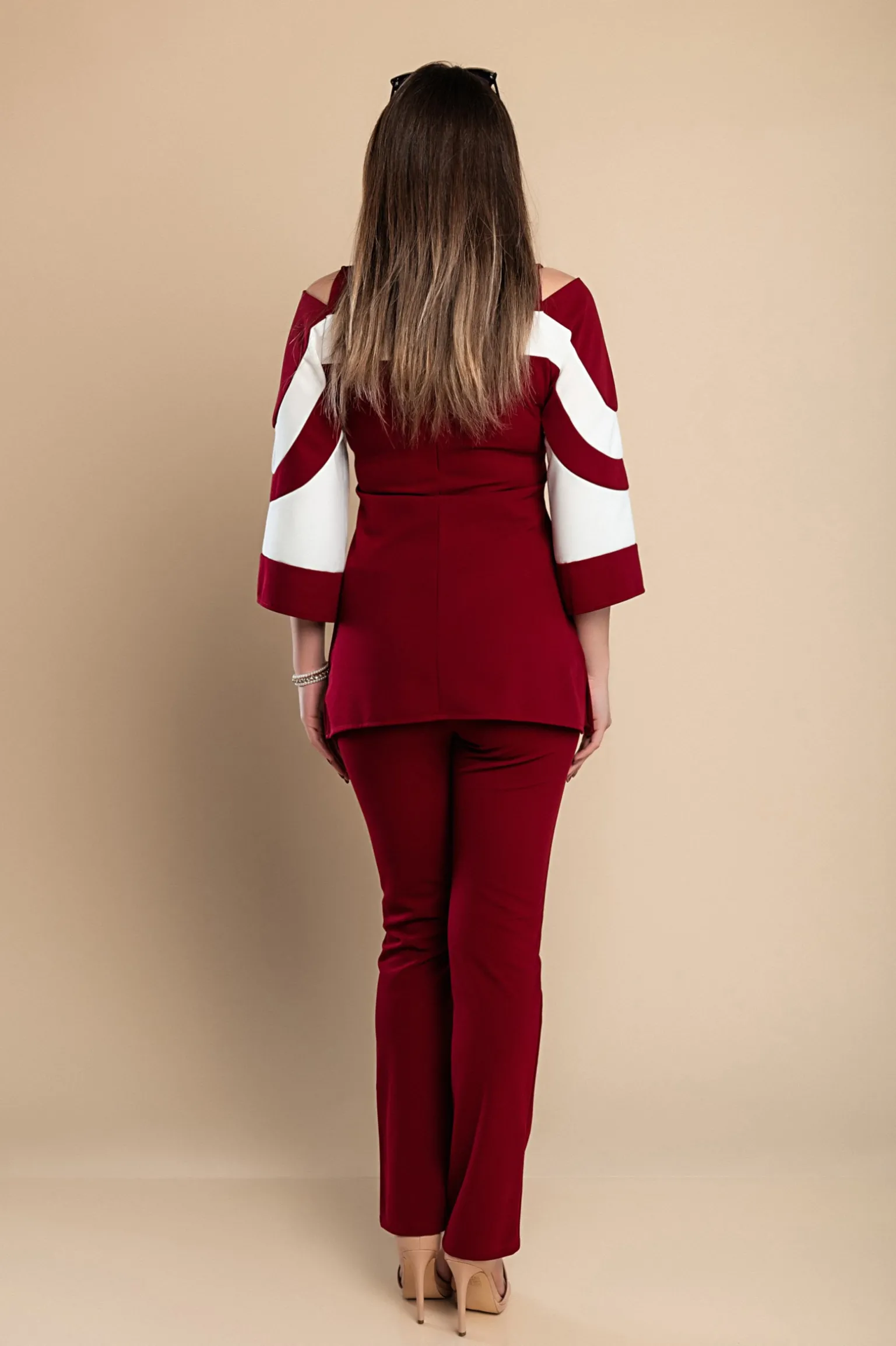 Elegante completo camicia e pantalone, bordeaux