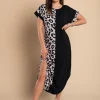 Elegante maxi abito leopardato, nero
