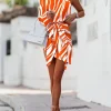 Elegante mini abito asimmetrico Vestea, arancio