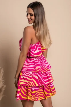 Elegante mini abito con balze Bovina, fucsia