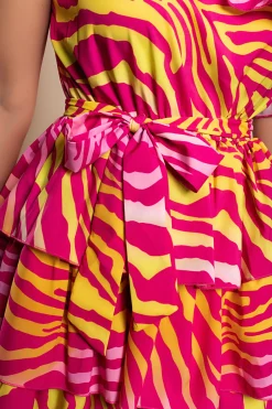 Elegante mini abito con balze Bovina, fucsia