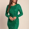 Elegante mini abito con paillettes Capitana, verde