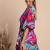Elegante mini abito con stampa Toretta, multicolor