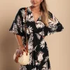 Elegante mini abito con stampa Toretta, nero