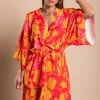 Elegante mini abito con stampa Amasena, arancio