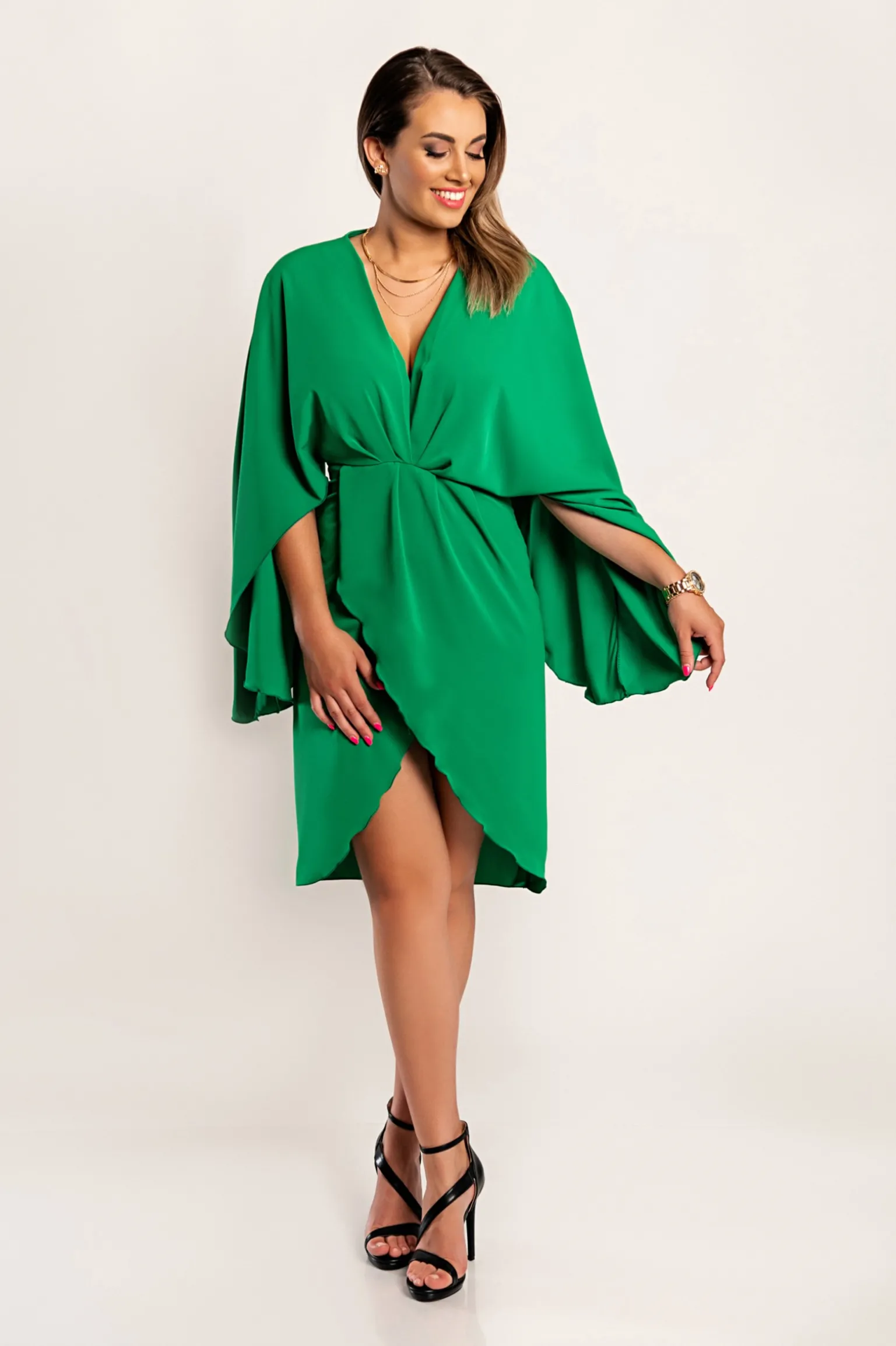 Elegante mini abito con spacco Coccolia, verde