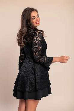 Elegante mini abito in pizzo trasparente, nero