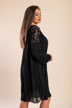Elegante mini abito plissettato Cremona, nero