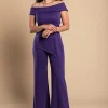 Elegante set composto da top e pantaloni asimmetrici, viola