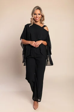 Elegante set tunica e pantaloni lunghi, nero