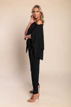 Elegante set tunica e pantaloni lunghi, nero