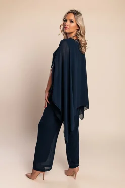 Elegante set tunica e pantaloni lunghi, blu scuro
