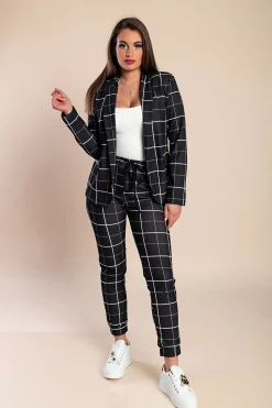Elegante tailleur pantalone con motivo a rombi  Estrena, nero - diamante